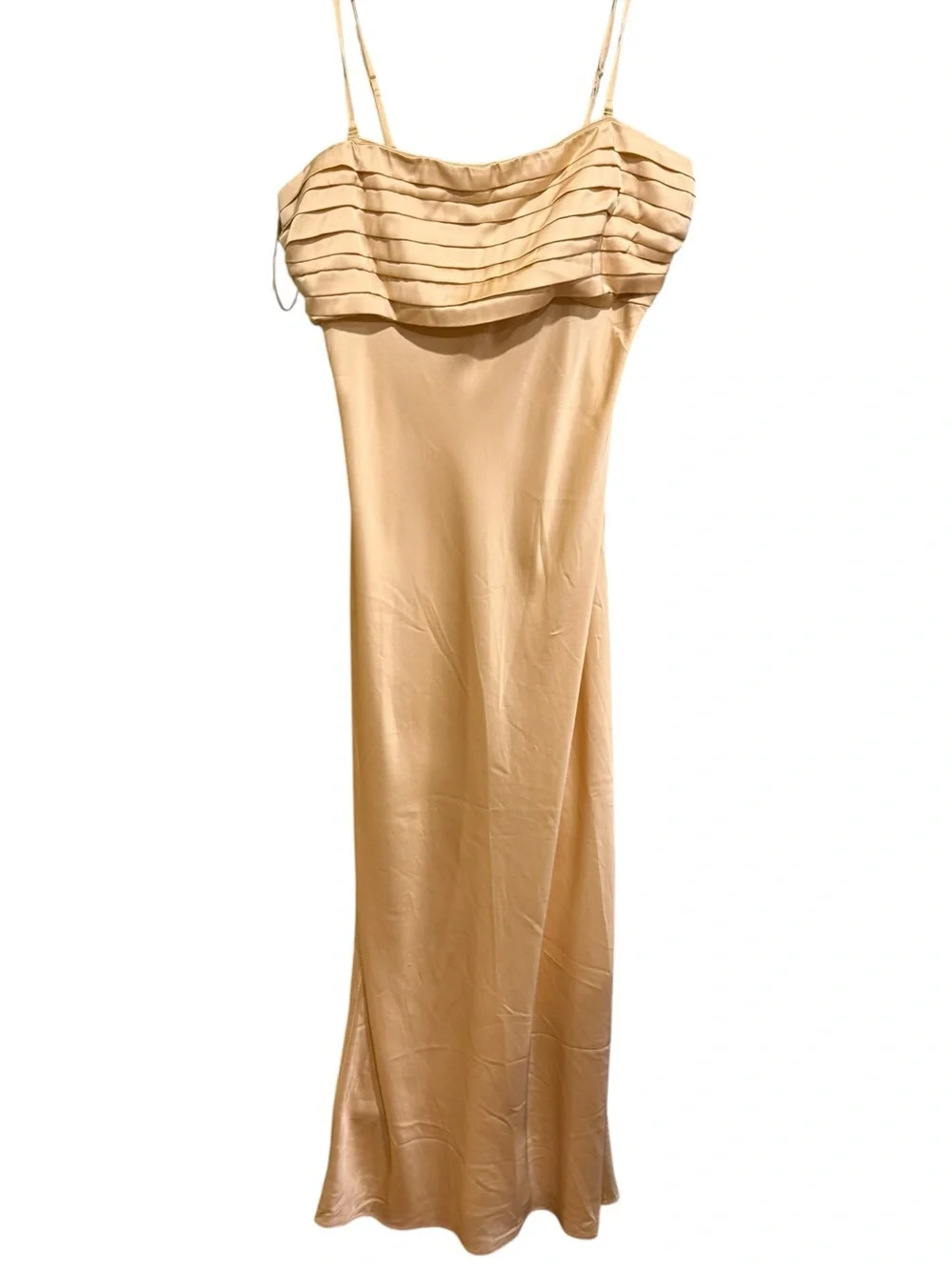 NWT Abercrombie & Fitch Emerson Strapless Sunny Yellow Satin Maxi Slip Dress